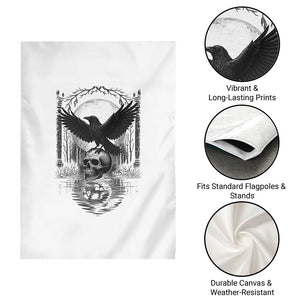 Gothic Raven On Skull With Full Moon Garden Flag TS12 Print Your Wear