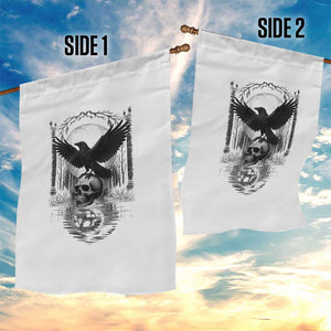 Gothic Raven On Skull With Full Moon Garden Flag TS12 Print Your Wear