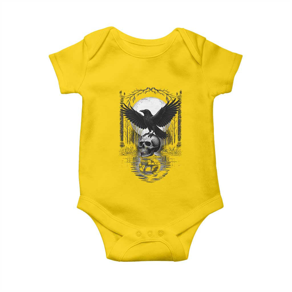 Gothic Raven On Skull With Full Moon Baby Onesie TS12 Daisy Print Your Wear