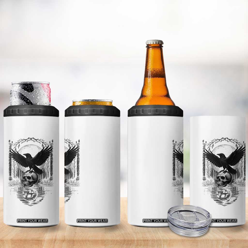 Gothic Raven On Skull With Full Moon 4 in 1 Can Cooler Tumbler TS12 Print Your Wear