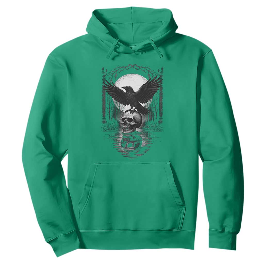 Gothic Raven On Skull With Full Moon Hoodie TS12 Irish Green Print Your Wear