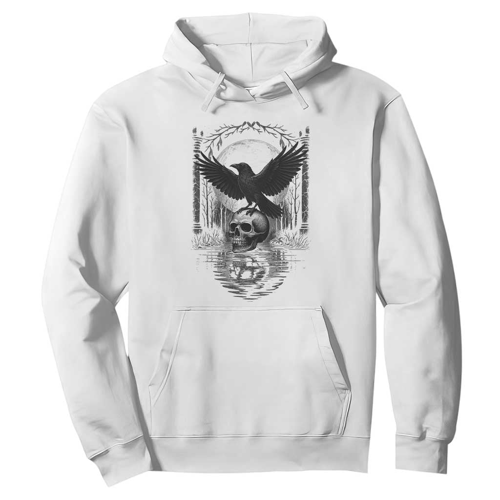 Gothic Raven On Skull With Full Moon Hoodie TS12 White Print Your Wear