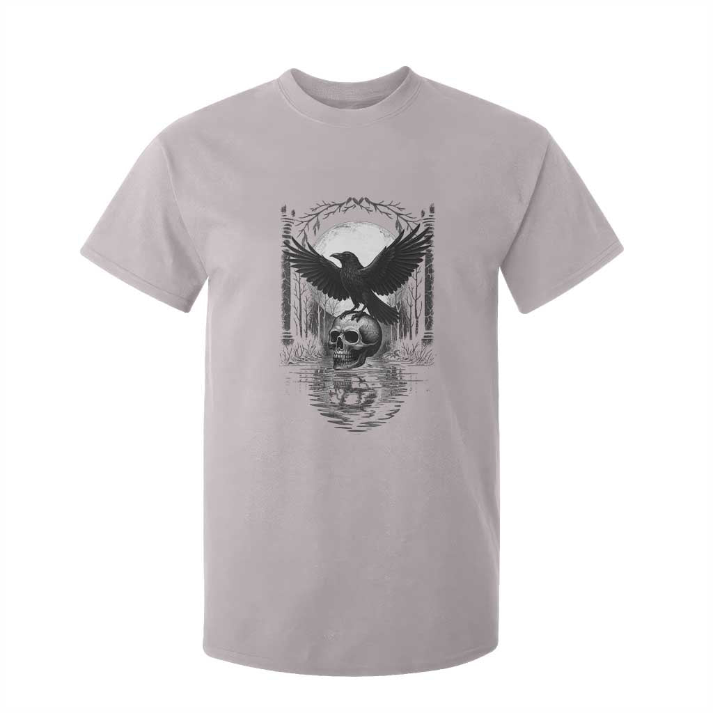 Gothic Raven On Skull With Full Moon T Shirt For Kid TS12 Ice Gray Print Your Wear