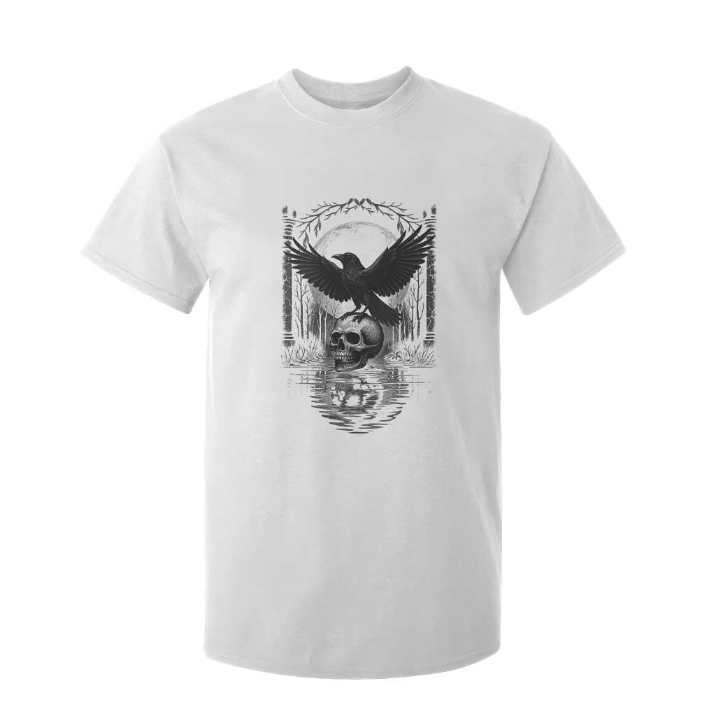 Gothic Raven On Skull With Full Moon T Shirt For Kid TS12 White Print Your Wear