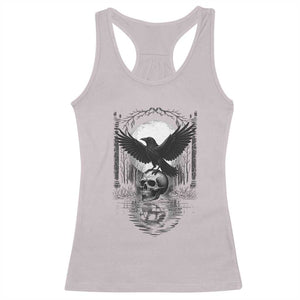 Gothic Raven On Skull With Full Moon Racerback Tank Top TS12 Ice Gray Print Your Wear
