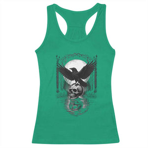 Gothic Raven On Skull With Full Moon Racerback Tank Top TS12 Irish Green Print Your Wear