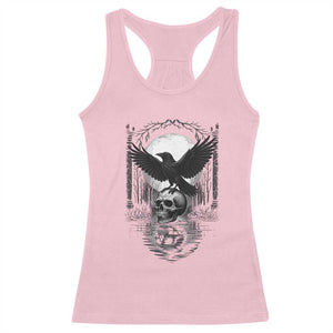 Gothic Raven On Skull With Full Moon Racerback Tank Top TS12 Light Pink Print Your Wear