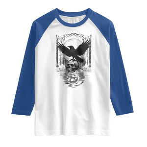 Gothic Raven On Skull With Full Moon Raglan Shirt TS12 White Royal Print Your Wear