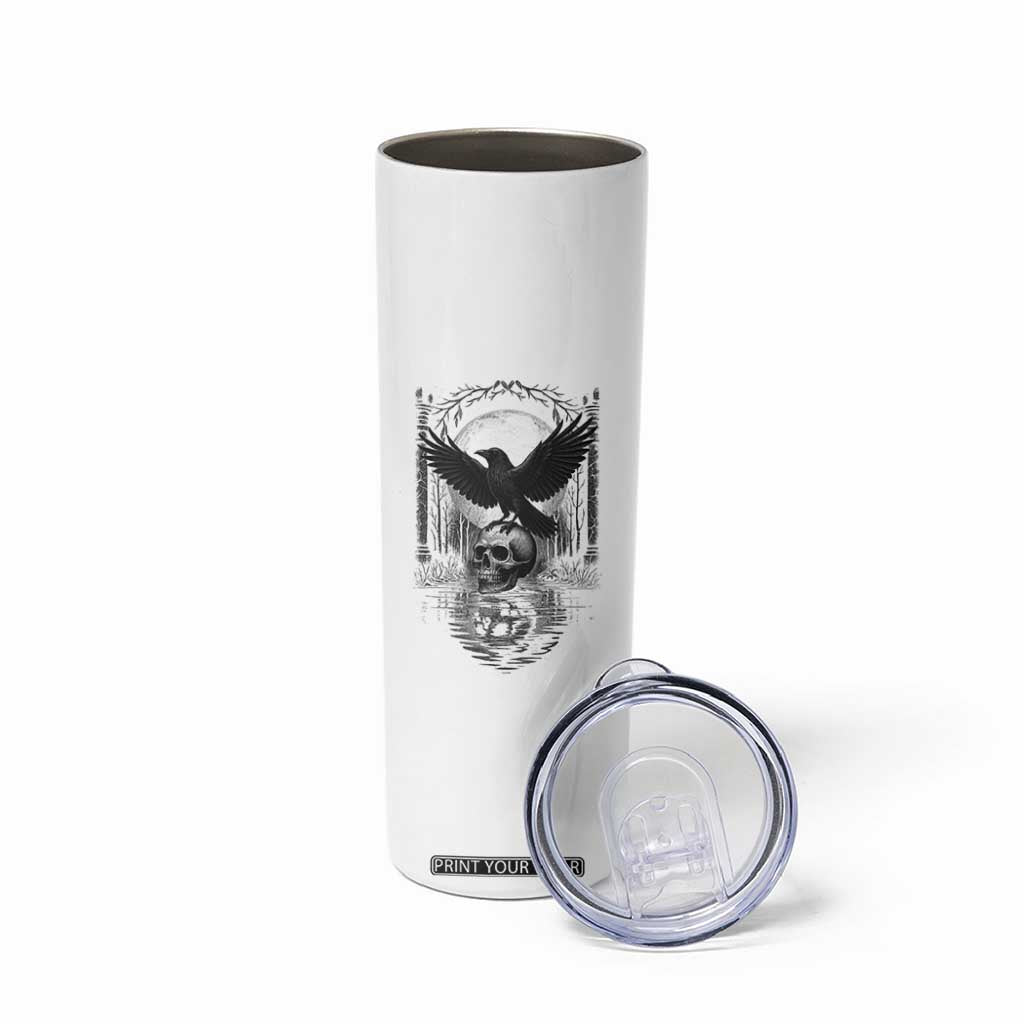 Gothic Raven On Skull With Full Moon Skinny Tumbler TS12 Print Your Wear