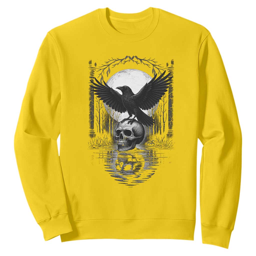 Gothic Raven On Skull With Full Moon Sweatshirt TS12 Daisy Print Your Wear