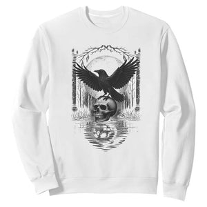 Gothic Raven On Skull With Full Moon Sweatshirt TS12 White Print Your Wear