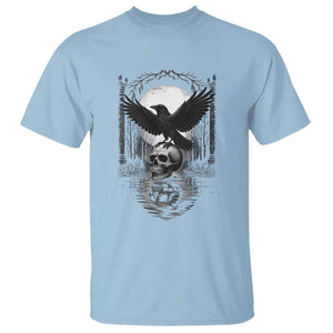 Gothic Raven On Skull With Full Moon T Shirt TS12 Light Blue Print Your Wear