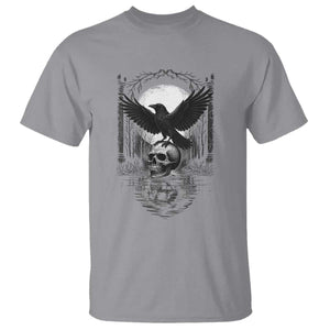 Gothic Raven On Skull With Full Moon T Shirt TS12 Sport Gray Print Your Wear