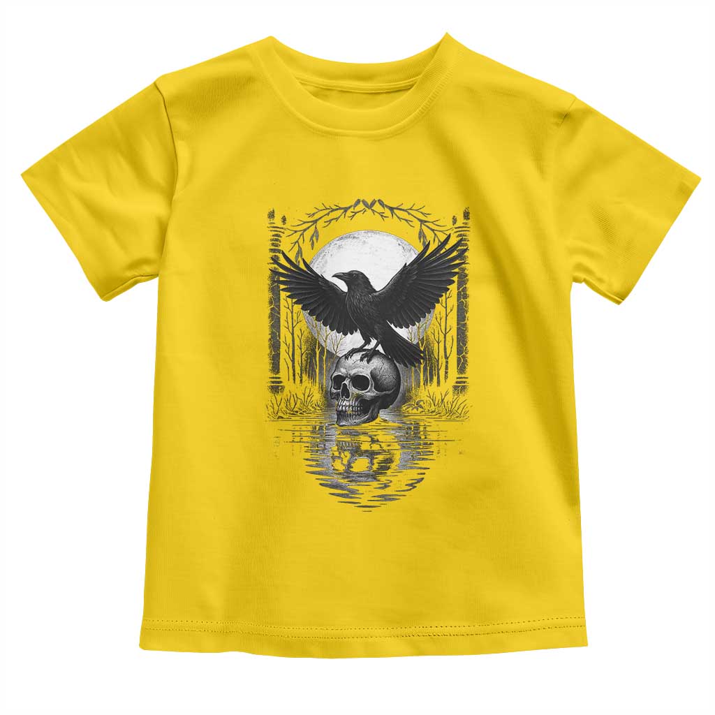 Gothic Raven On Skull With Full Moon Toddler T Shirt TS12 Daisy Print Your Wear