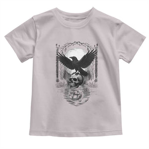 Gothic Raven On Skull With Full Moon Toddler T Shirt TS12 Ice Gray Print Your Wear