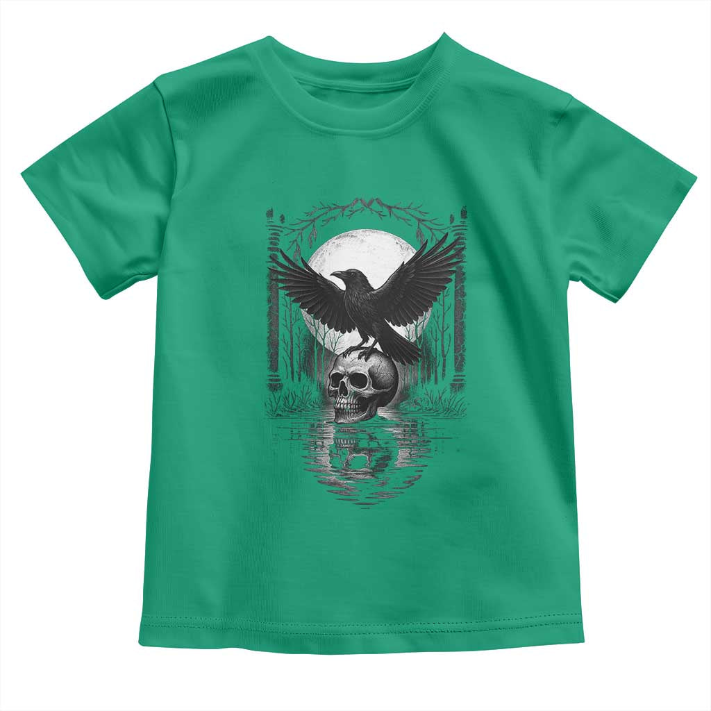 Gothic Raven On Skull With Full Moon Toddler T Shirt TS12 Irish Green Print Your Wear