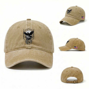 Gothic Raven On Skull With Full Moon Washed Cotton Baseball Cap - Dark Aesthetic TS12 Washed Cap Universal Fit Khaki Print Your Wear