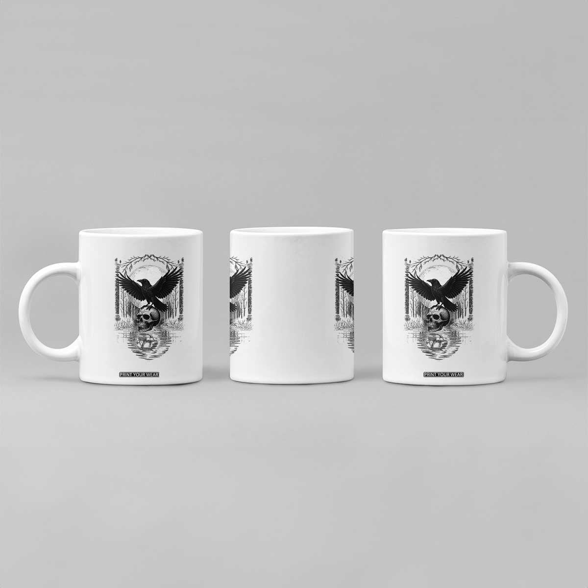 Gothic Raven On Skull With Full Moon Coffee Mug TS12 Print Your Wear