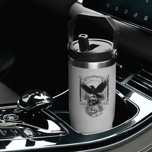 Gothic Raven On Skull With Full Moon Flip Straw Tumbler TS12 Print Your Wear