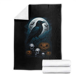 Halloween Gothic Raven Throw Blanket Full Moon Horror Art TS12 Black Print Your Wear