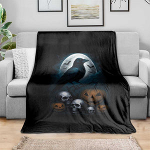 Halloween Gothic Raven Throw Blanket Full Moon Horror Art TS12 Print Your Wear