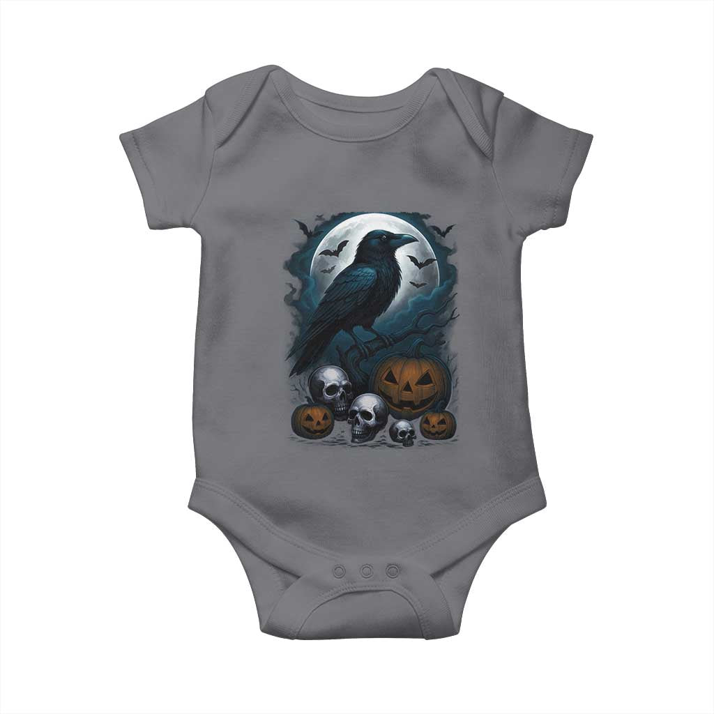 Halloween Gothic Raven Baby Onesie Full Moon Horror Art TS12 Charcoal Print Your Wear