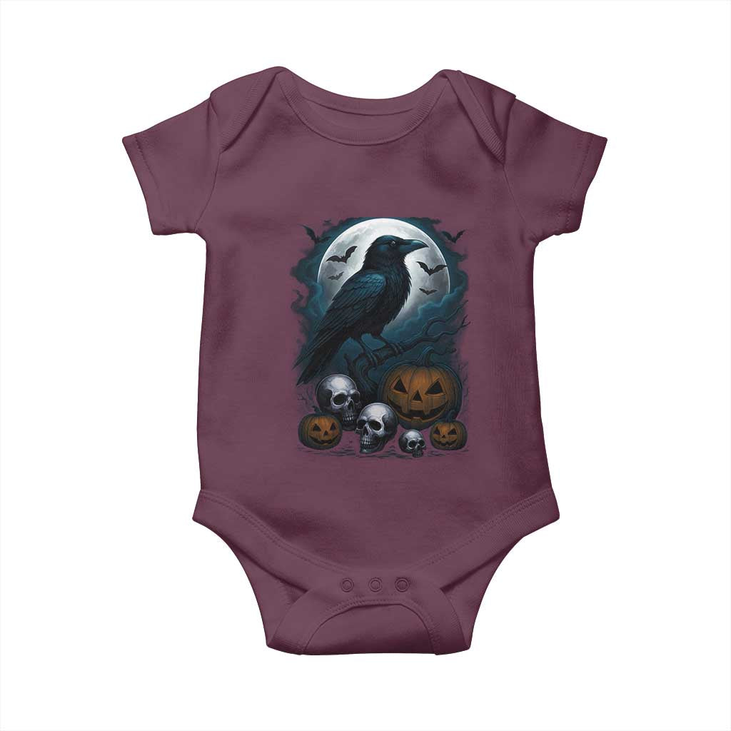 Halloween Gothic Raven Baby Onesie Full Moon Horror Art TS12 Maroon Print Your Wear