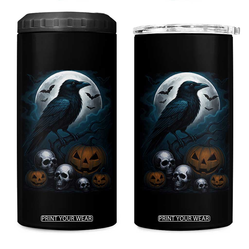 Halloween Gothic Raven 4 in 1 Can Cooler Tumbler Full Moon Horror Art TS12 One Size: 16 oz Black Print Your Wear