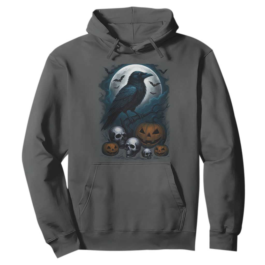 Halloween Gothic Raven Hoodie Full Moon Horror Art TS12 Dark Heather Print Your Wear