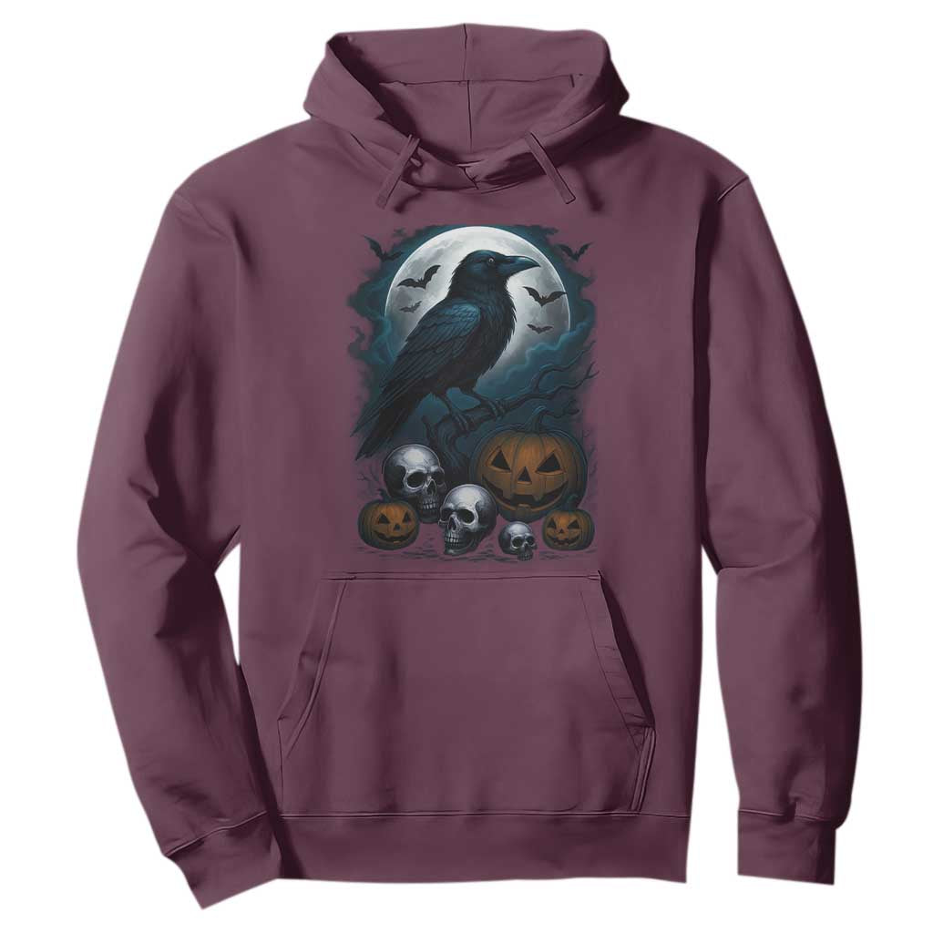 Halloween Gothic Raven Hoodie Full Moon Horror Art TS12 Maroon Print Your Wear