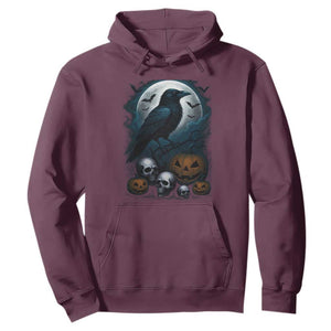 Halloween Gothic Raven Hoodie Full Moon Horror Art TS12 Maroon Print Your Wear