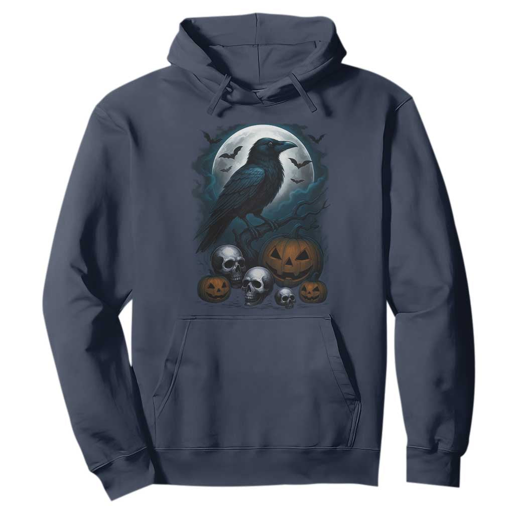 Halloween Gothic Raven Hoodie Full Moon Horror Art TS12 Navy Print Your Wear