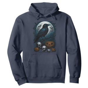 Halloween Gothic Raven Hoodie Full Moon Horror Art TS12 Navy Print Your Wear