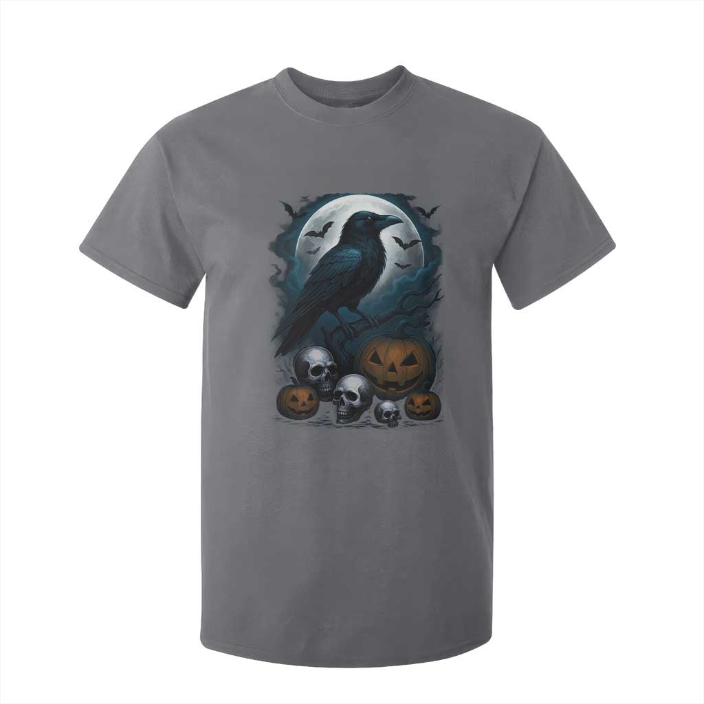 Halloween Gothic Raven T Shirt For Kid Full Moon Horror Art TS12 Charcoal Print Your Wear