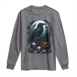 Halloween Gothic Raven Long Sleeve Shirt Full Moon Horror Art TS12 Charcoal Print Your Wear