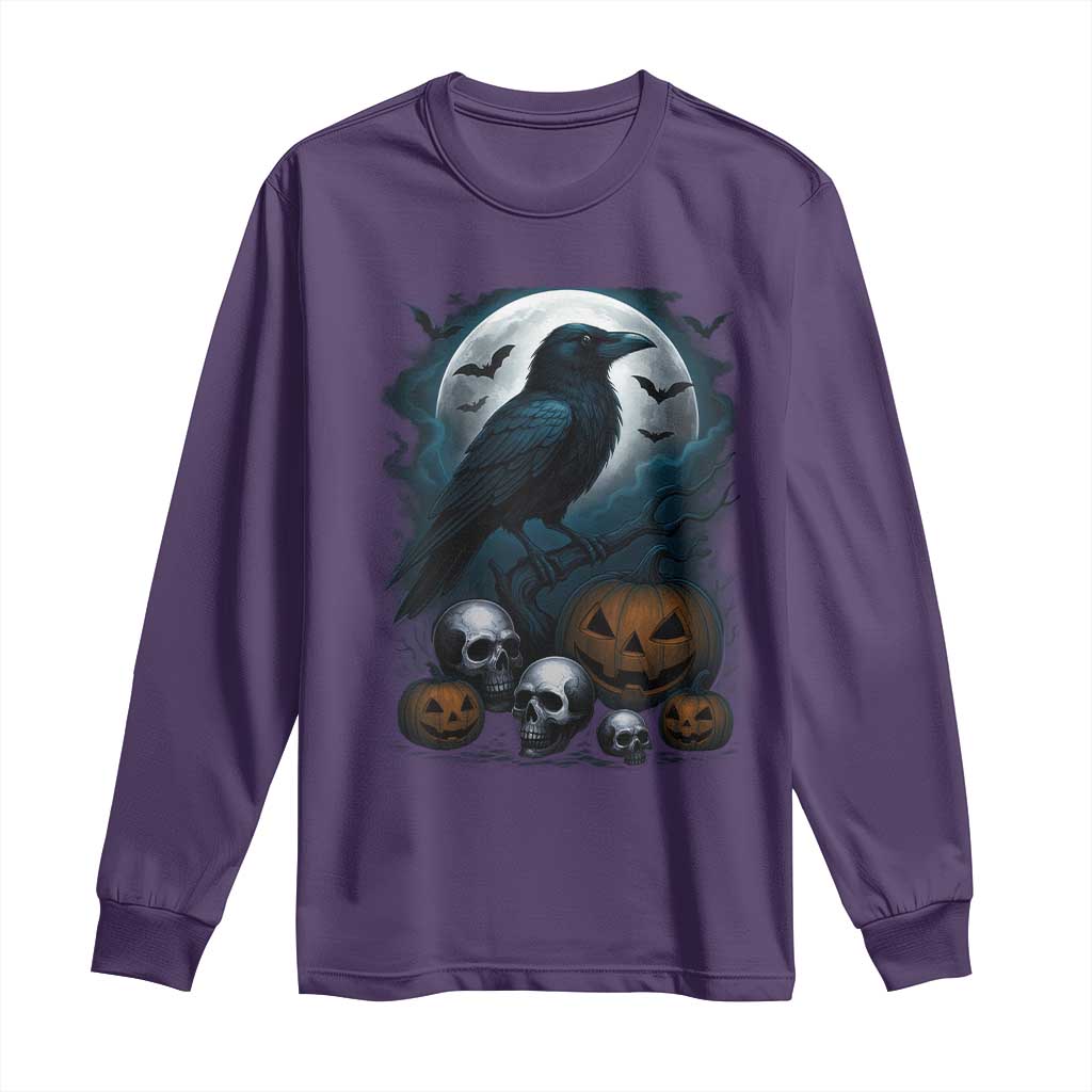 Halloween Gothic Raven Long Sleeve Shirt Full Moon Horror Art TS12 Purple Print Your Wear