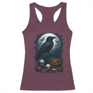 Halloween Gothic Raven Racerback Tank Top Full Moon Horror Art TS12 Maroon Print Your Wear