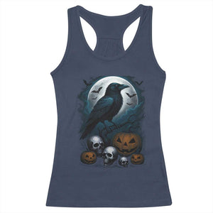 Halloween Gothic Raven Racerback Tank Top Full Moon Horror Art TS12 Navy Print Your Wear