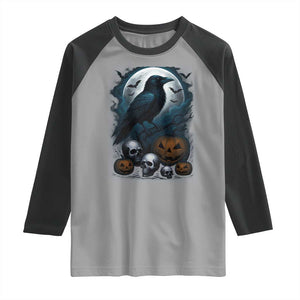 Halloween Gothic Raven Raglan Shirt Full Moon Horror Art TS12 Sport Gray Black Print Your Wear