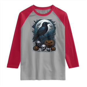 Halloween Gothic Raven Raglan Shirt Full Moon Horror Art TS12 Sport Gray Red Print Your Wear