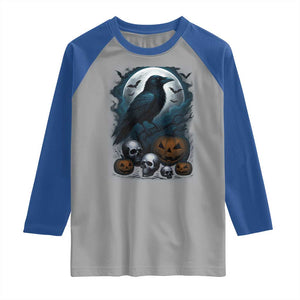 Halloween Gothic Raven Raglan Shirt Full Moon Horror Art TS12 Sport Gray Royal Print Your Wear