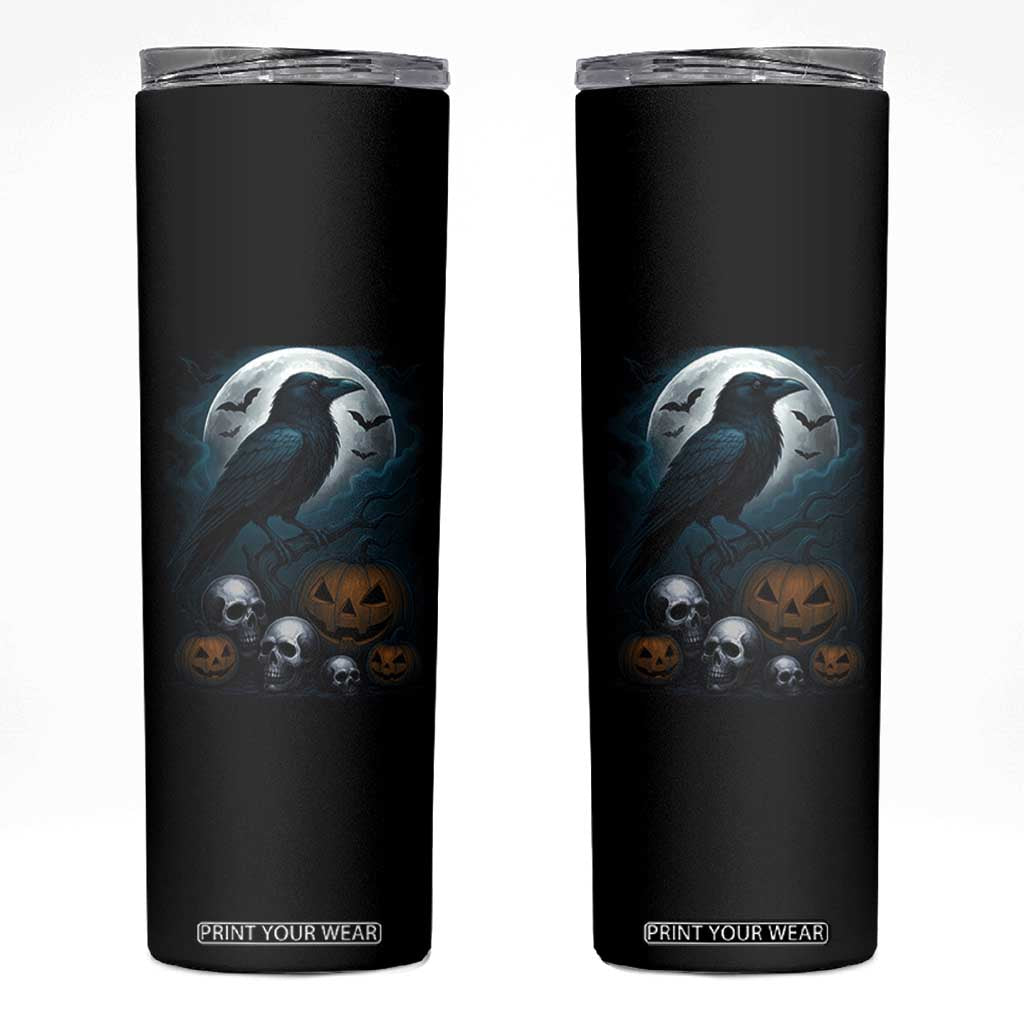 Halloween Gothic Raven Skinny Tumbler Full Moon Horror Art TS12 Black Print Your Wear