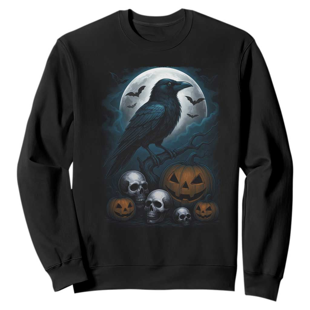 Halloween Gothic Raven Sweatshirt Full Moon Horror Art TS12 Black Print Your Wear
