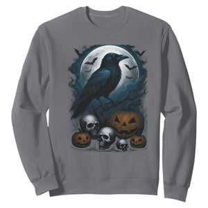 Halloween Gothic Raven Sweatshirt Full Moon Horror Art TS12 Charcoal Print Your Wear