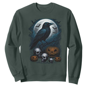 Halloween Gothic Raven Sweatshirt Full Moon Horror Art TS12 Dark Forest Green Print Your Wear