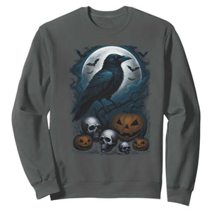 Halloween Gothic Raven Sweatshirt Full Moon Horror Art TS12 Dark Heather Print Your Wear