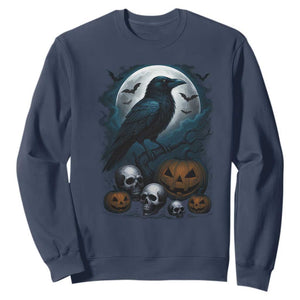 Halloween Gothic Raven Sweatshirt Full Moon Horror Art TS12 Navy Print Your Wear