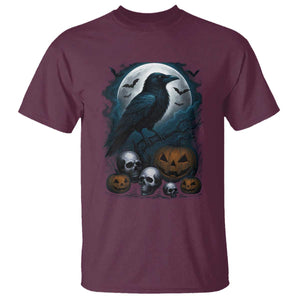 Halloween Gothic Raven T Shirt Full Moon Horror Art TS12 Maroon Print Your Wear
