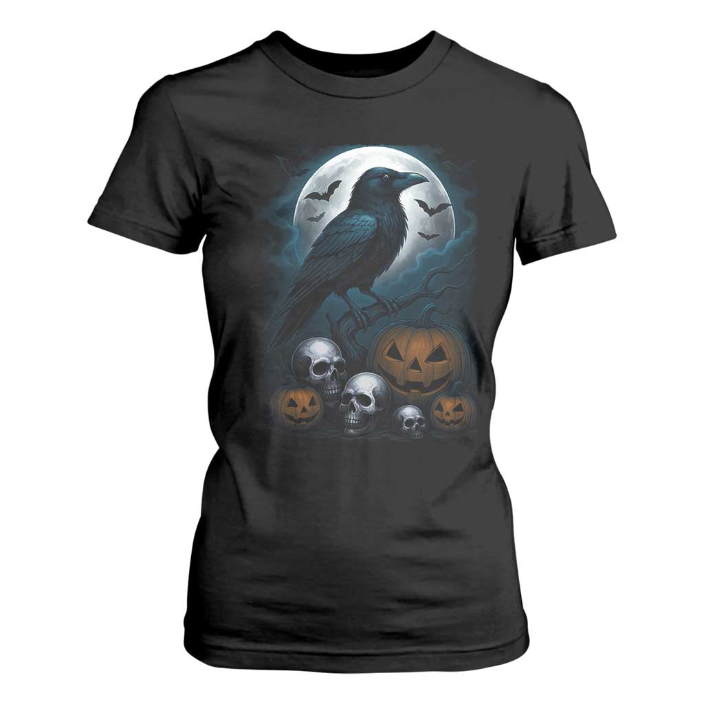 Halloween Gothic Raven T Shirt For Women Full Moon Horror Art TS12 Black Print Your Wear