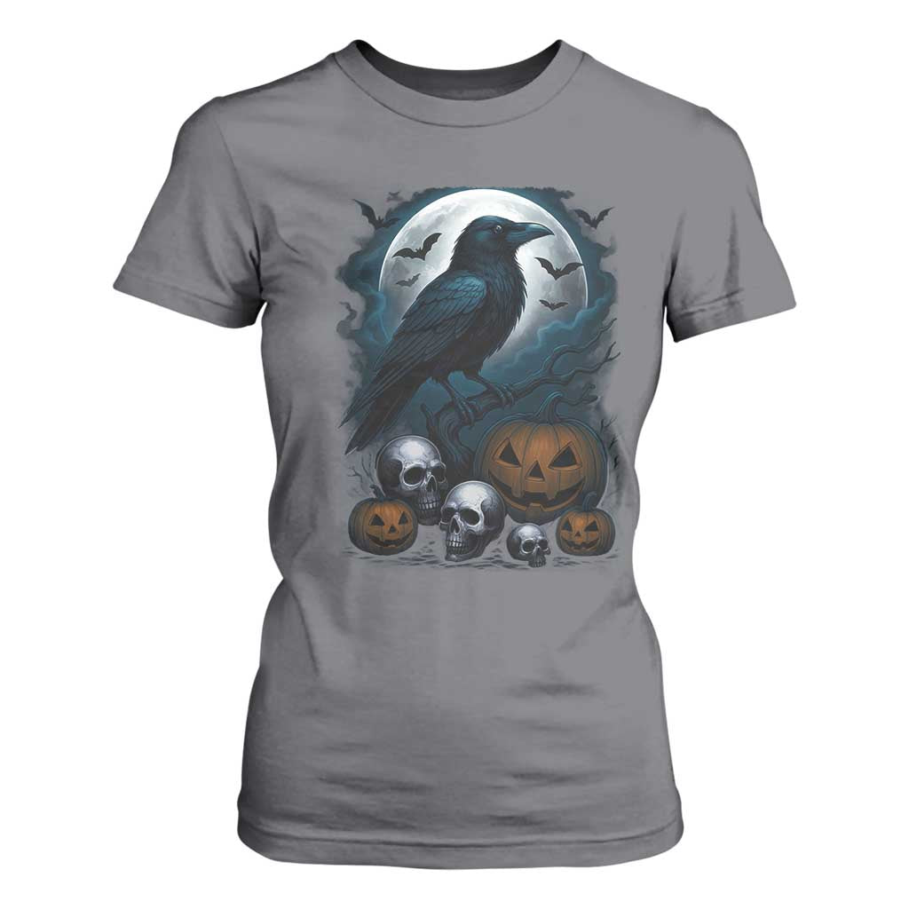Halloween Gothic Raven T Shirt For Women Full Moon Horror Art TS12 Charcoal Print Your Wear